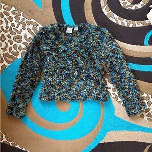 Women's Fuzzy Blue and Black Sweatshirt